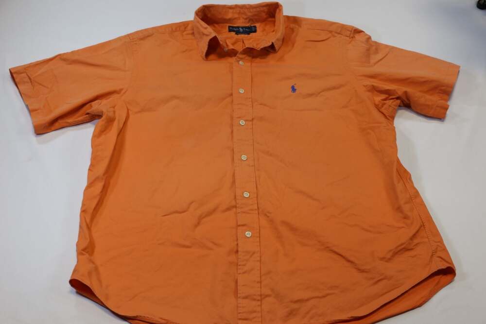 Polo Ralph Lauren Classic Fit Orange Short Sleeve Button Down Shirt Size XL